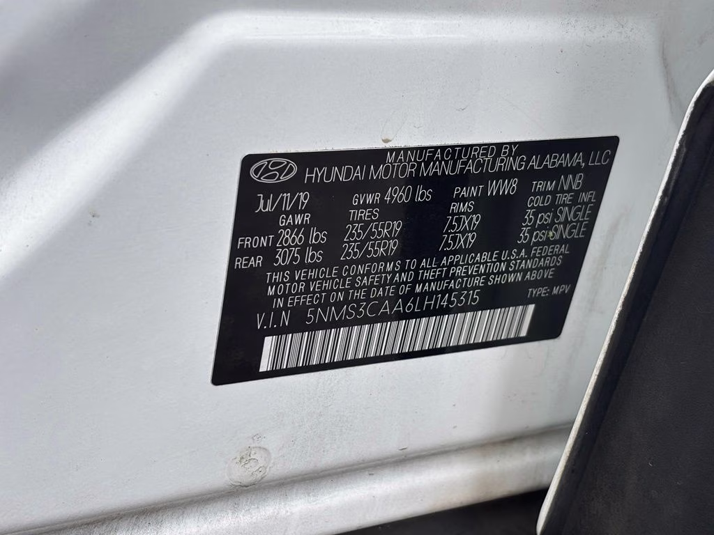 2020 Quartz White Hyundai Santa Fe SEL AWD SUV