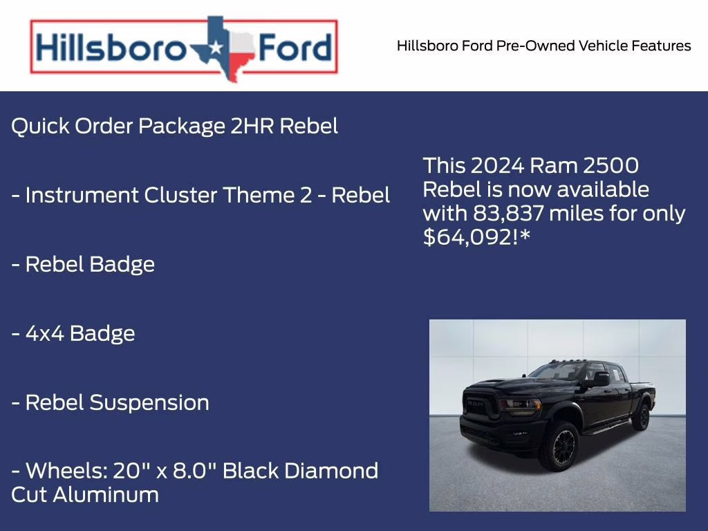 2024 Diamond Black Crystal Pearlcoat Ram 2500 Rebel 4X4 Truck