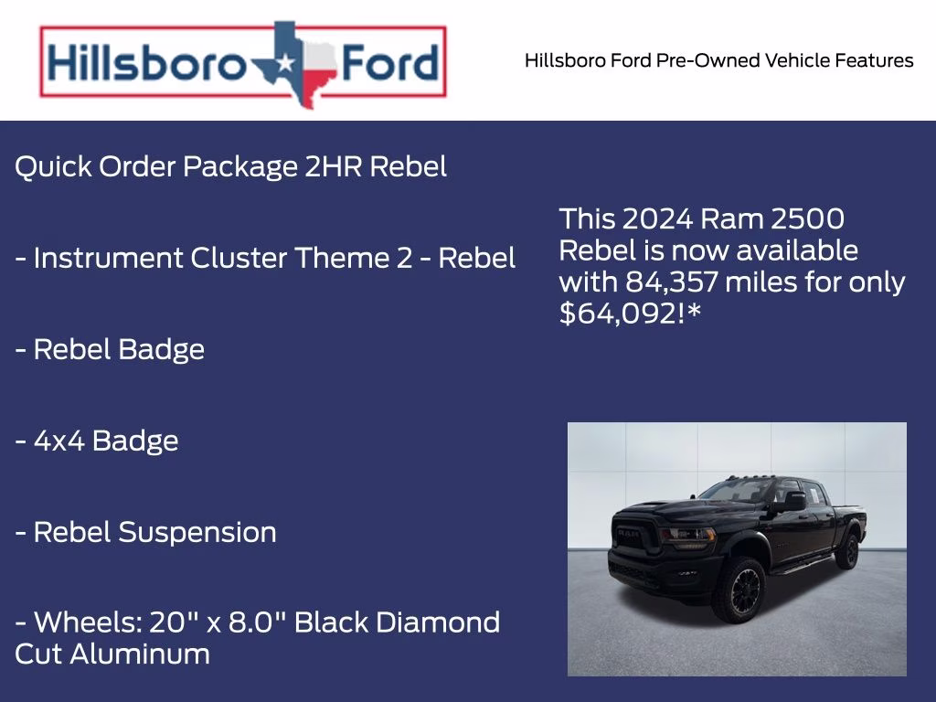 2024 Diamond Black Crystal Pearlcoat Ram 2500 Rebel 4X4 Truck