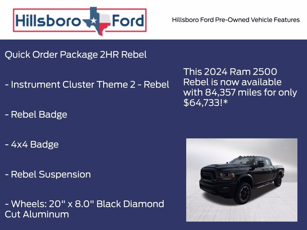2024 Diamond Black Crystal Pearlcoat Ram 2500 Rebel 4X4 Truck