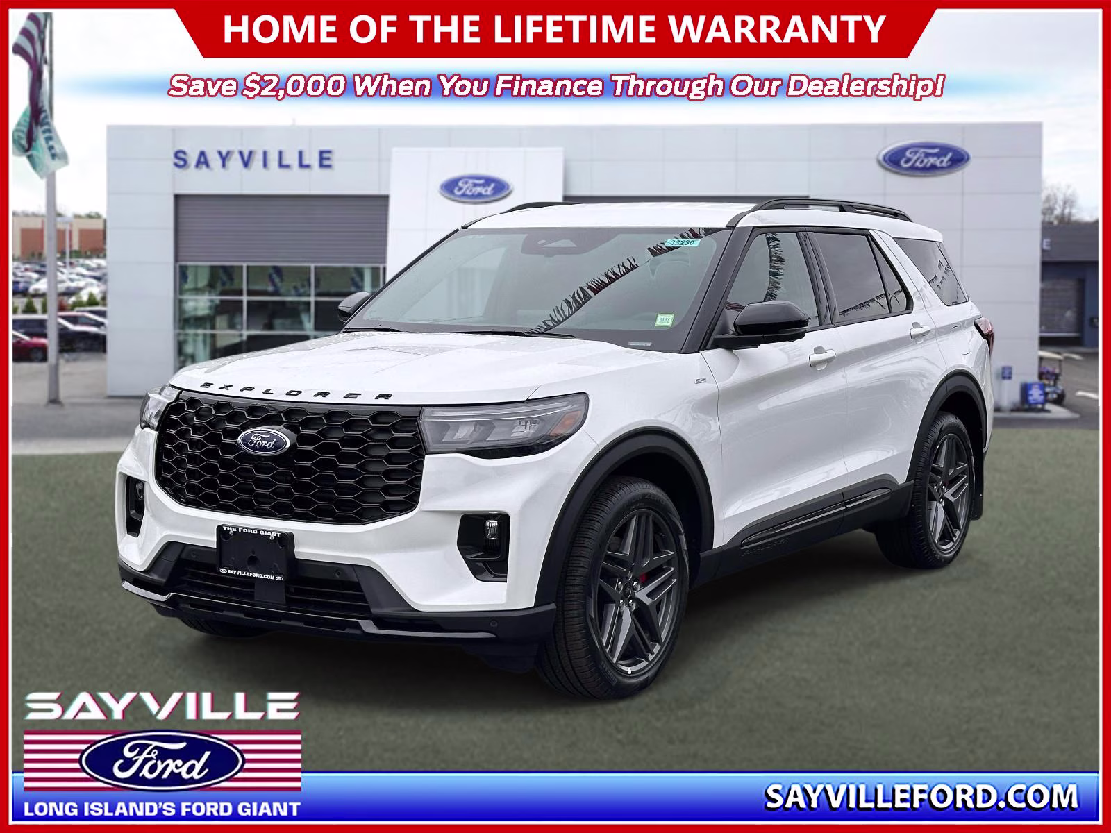 2025 Star White Metallic Tri-Coat Ford Explorer ST-Line 4WD 4X4 SUV