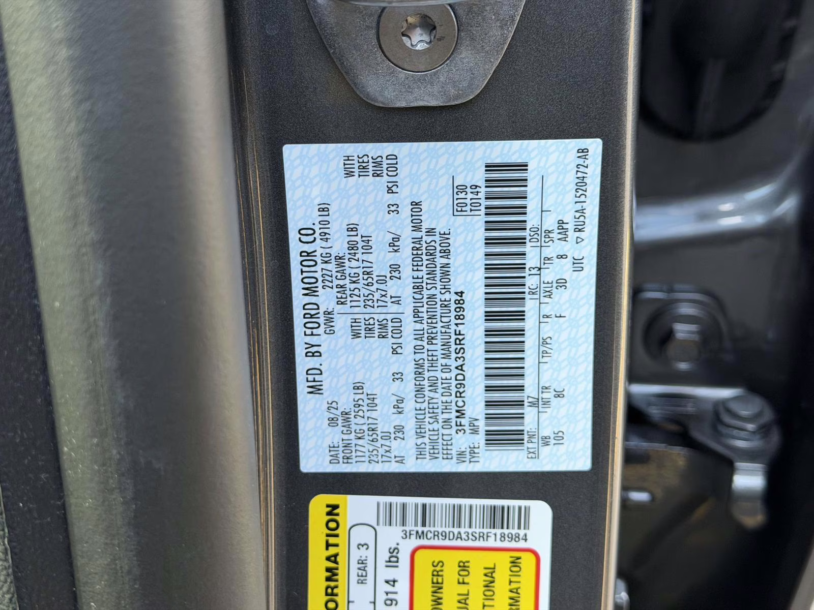 2025 Carbonized Gray Metallic Ford Bronco Sport Badlands 4x4 4X4 SUV