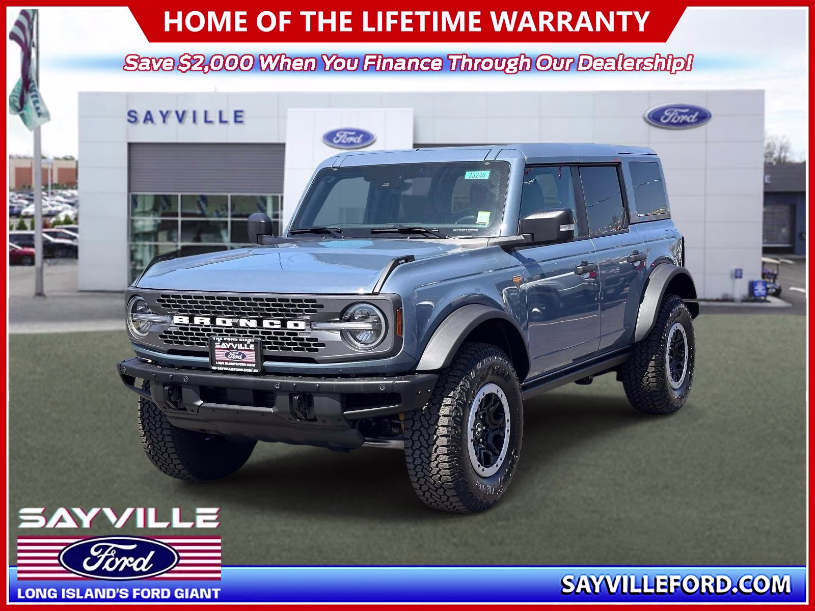 2025 Azure Gray Metallic Tri-Coat Ford Bronco Badlands 4 Door Advanced 4x4 4X4 SUV