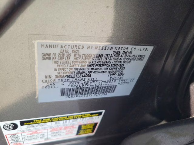 2026 Gun Metallic Nissan Kicks SV FWD SUV