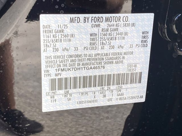 2026 Agate Black Metallic Ford Explorer Active RWD SUV