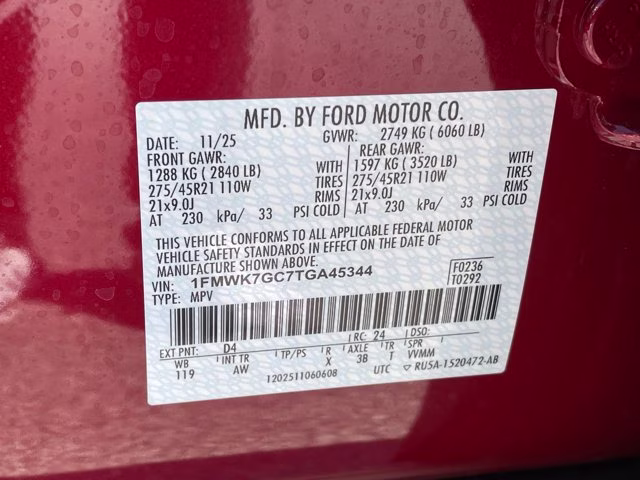 2026 Rapid Red Metallic Tinted Clearcoat Ford Explorer ST RWD SUV