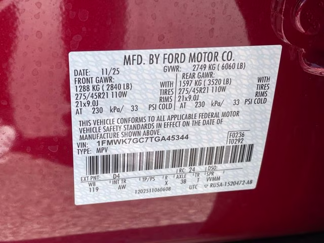 2026 Rapid Red Metallic Tinted Clearcoat Ford Explorer ST RWD SUV