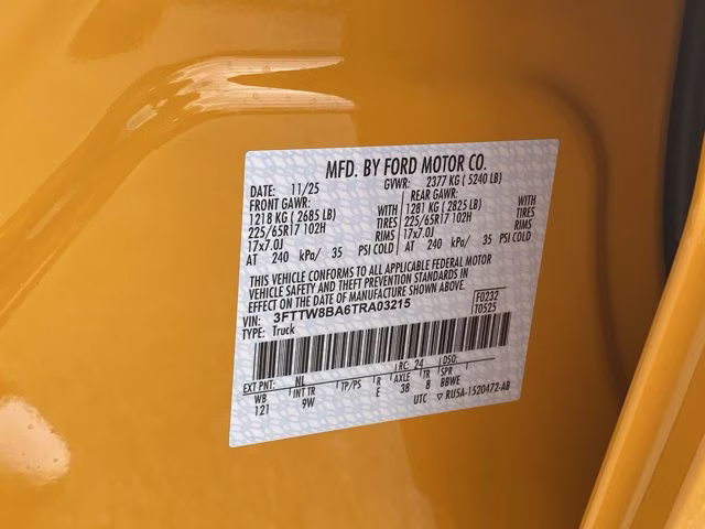2026 Orange Fury Metallic Tri-Coat Ford Maverick XL AWD Truck